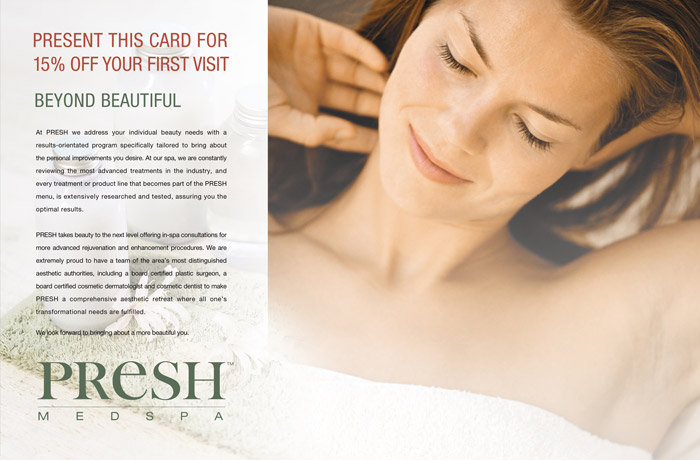 PRESH MedSpa announcement card